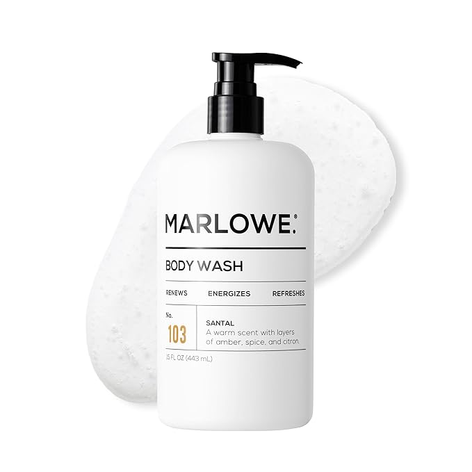 MARLOWE. Men's Body Wash, Refreshing Shower Gel, Santal, 15 oz Pump