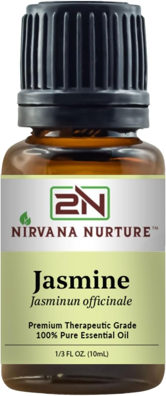 Nirvana Nurture Jasmine Essential Oil, 100% Pure Undiluted, Aromatherapy Oil for Diffuser, Hair & Skin Care
