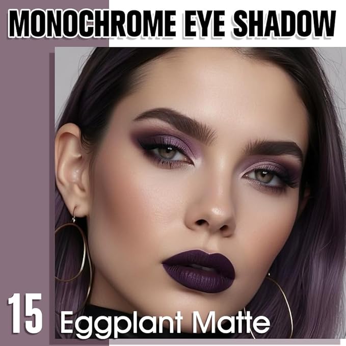 QIDSTERS Eggplant Matte Single Eyeshadow, Lightweight Blendable Mini Eye Shadow for Older Women, Monochrome Eyeshadow Palette Makeup Pigmented Waterproof, Vegan & Cruelty-Free, 15
