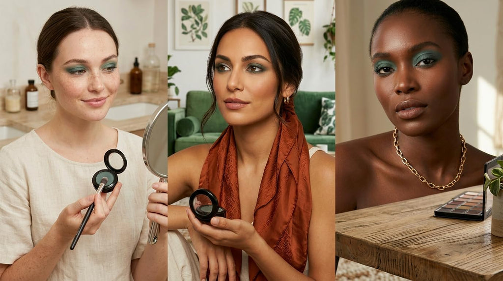 Pure Ziva Spruce Matte Deep Green Blue Grey Gray Pressed Powder Single Vegan Eyeshadow; Talc, Paraben & Cruelty Free