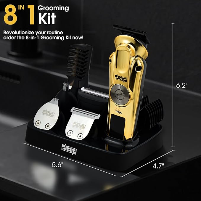 DSP 6-in-1 Grooming Kit for Men, Cordless Rechargeable Trimmer Set