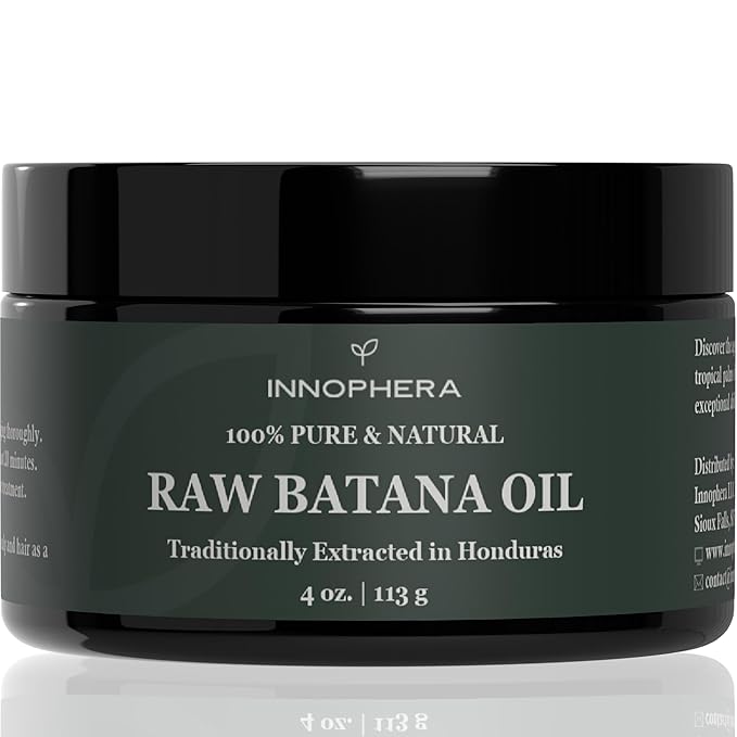 Innophera Raw Batana Oil for Hair Growth ‒ 100% Pure & Natural from Honduras ‒ Promotes Thicker & Softer Hair ‒ Nourishes & Rejuvenates ‒ 4 oz.