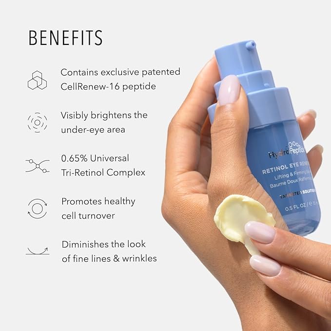 HydroPeptide: Retinol Eye Renewal Lifting & Firming Eye Balm with 0.65% Universal Tri-Retinol Complex Peptide Solution, 0.5 Ounce