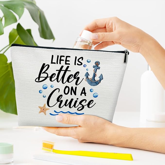 Ythuil Cruise Makeup Bag, Life Is Better On A Cruise, Makeup Travel Bag