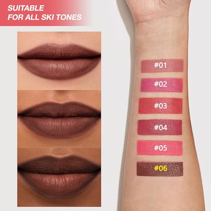 JUAAZIN Maroon Matte Lipstick Lip Liner Pencil Crayon - High Pigment Creamy Formula, Waterproof Long Lasting, Non-Sticklipstick, Ultra Thin Lightweight Velvet Matte Lip Feel for Women 06#