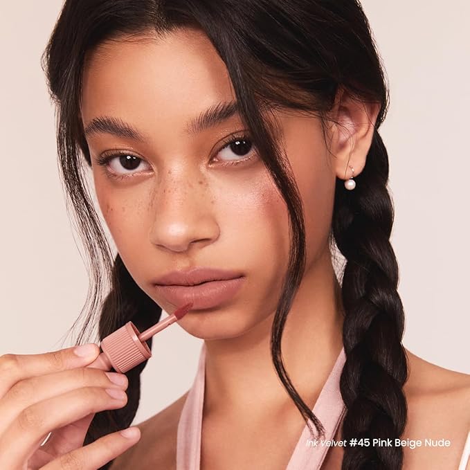 Peripera Ink The Velvet Lip Tint | Highly Pigmented, Longwear & Weightless Lip Tint | Smudge-Proof, Buildable Color for Lips & Cheeks | K-Beauty Makeup, Safe for Sensitive Lips (045 PINK BEIGE NUDE)