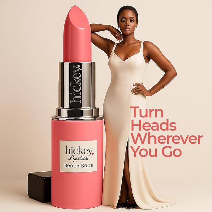 Hickey Lipstick Refill – Beach Babe (Coral), Hydrating Jojoba Oil, Vegan