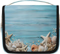 YoYoYuchong Travel Toiletry Bag for Women & Men Ocean Blue Starfish Hanging Cosmetic Organizer Portable Waterproof Makeup Case Make Up Bag with Compartments Travel Essentials for Bathroom Shower