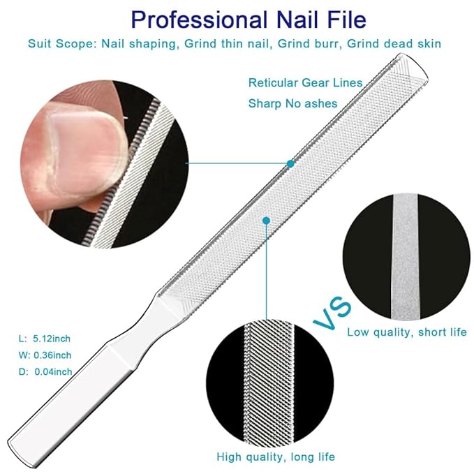Pingispower Ingrown & Thick Toenail Clippers Set, 8 Pcs Heavy Duty Stainless Steel Nail Nippers Kit, Lengthened Non-Slip Ergonomic Handle Manicure & Pedicure Tools for Seniors Men Women Diabetic Users