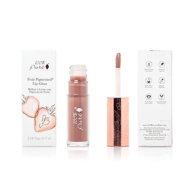 100% PURE Lip Gloss, Pink Caramel, 0.17 fl oz