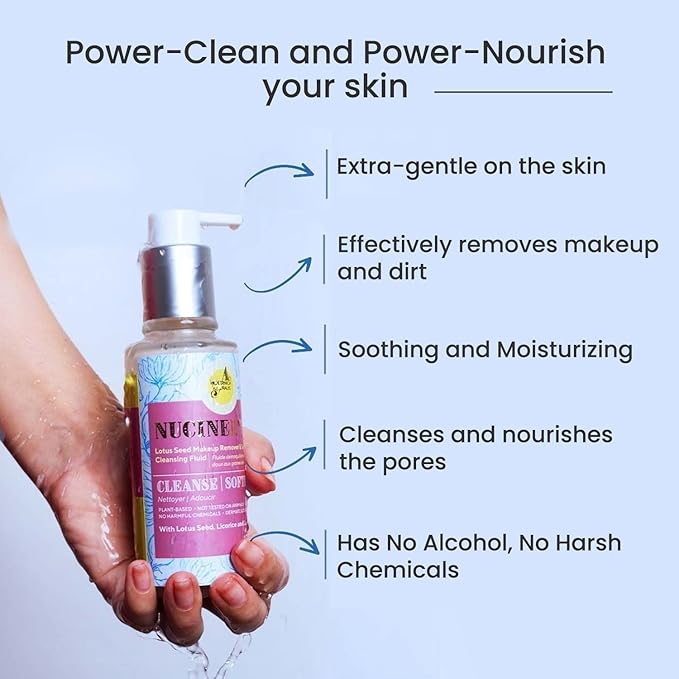 The Ayurveda Experience Nucinel Makeup Remover and Gentle Cleansing Liquid for All Skin Types - Power-Clean & Power-Nourish Skin Gently - Dermatologically Tested, 3.5 oz