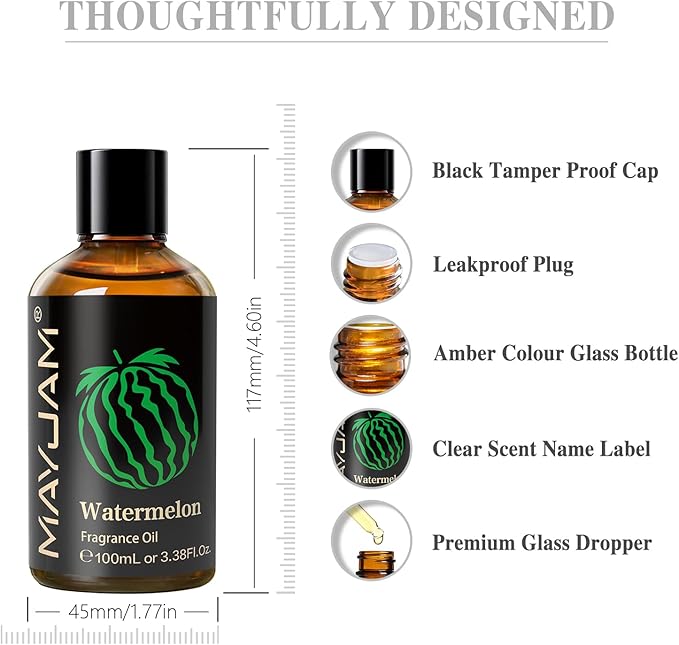MAYJAM Watermelon Fragrance Oil for Diffusers for Home, 3.38FL.OZ