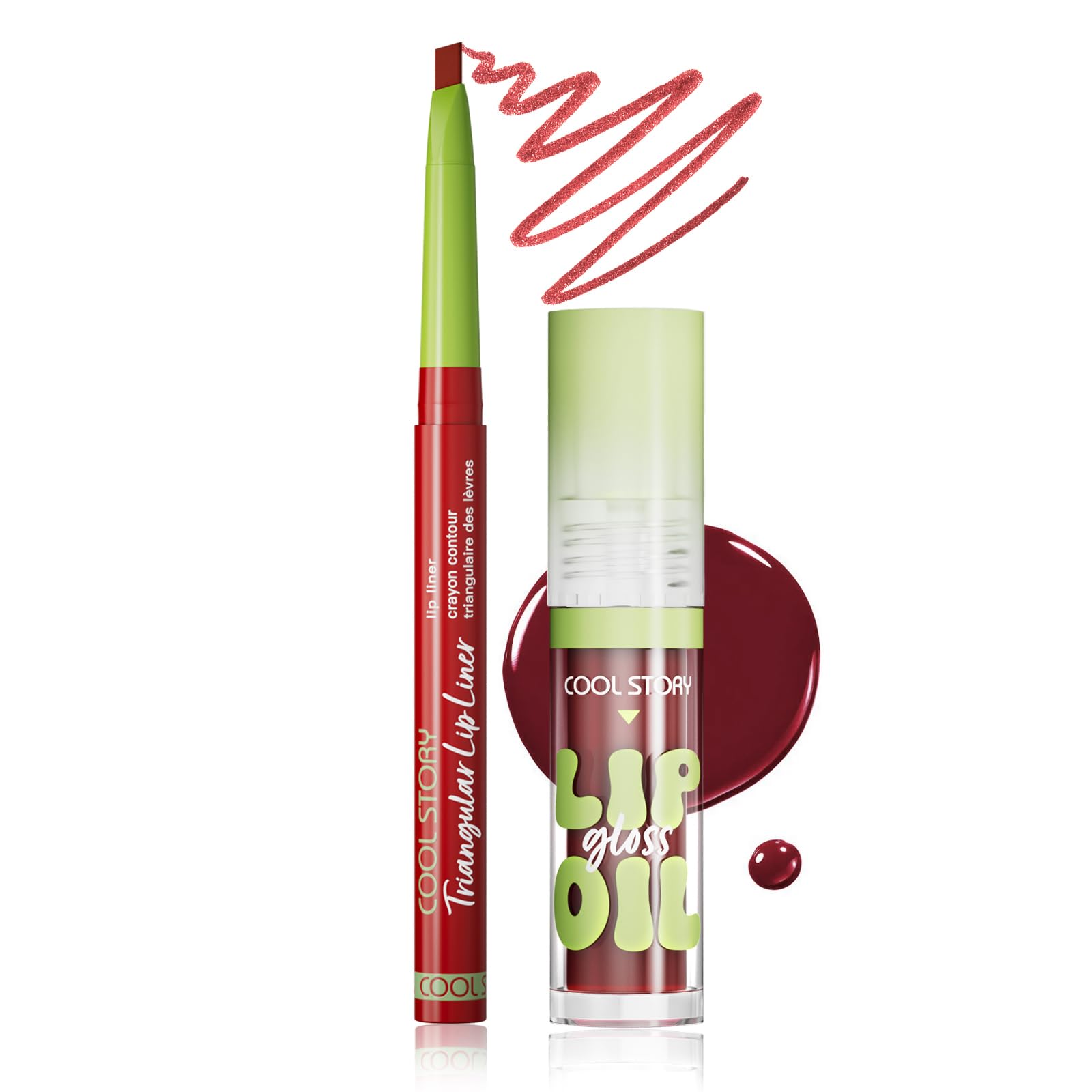 KIMIEYE Nourishing Lip Gloss with Matte Finish Lip Liner Combo Set, Clear Nude Pink Brown Long Lasting Hydrating Lip Glow Oil, High Pigmented Lightweight Lipstick Makeup for Women, #4 BROWN