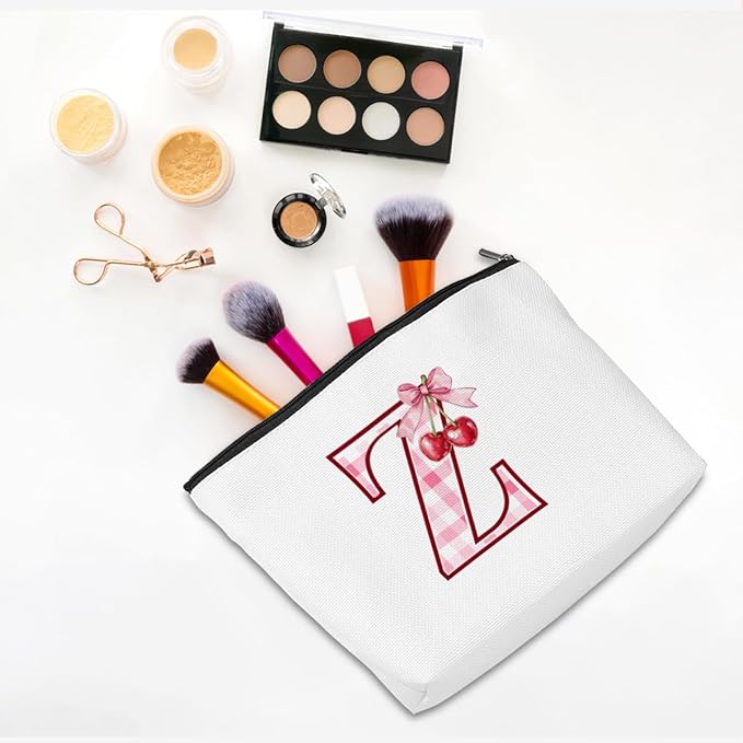CQM Cherry Bag Initial Z Makeup Bag Cherry Gifts for Women Cosmetic Bags