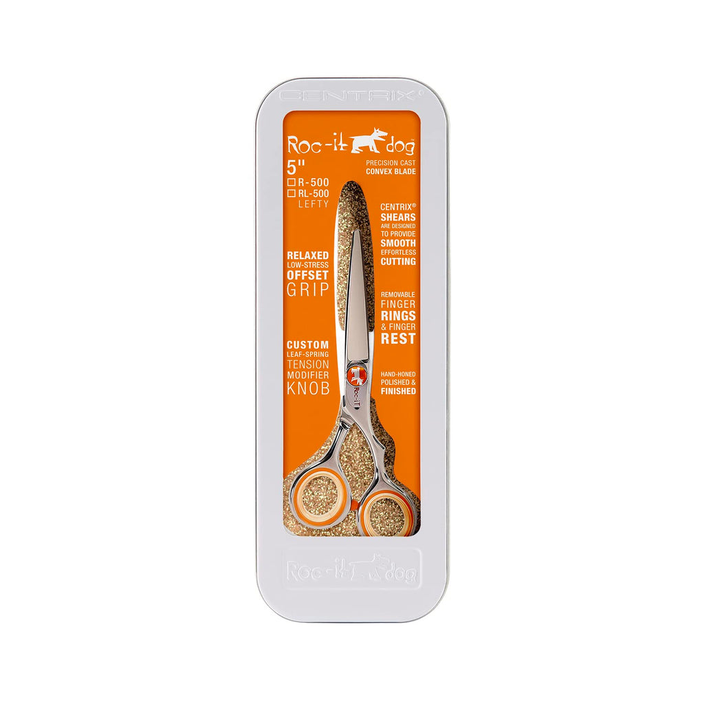 Cricket Centrix Roc-It Dog R 500 5” Professional Stylist Barber Hair Shears for Cutting - Precision Cast Convex Blade Hair Scissors, Offset Grip - Ideal for Hair Salon Use