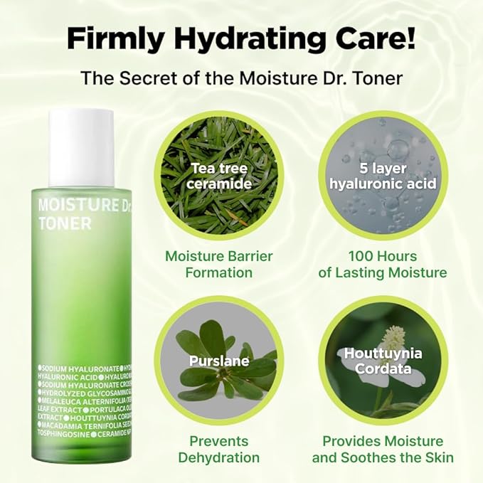 ISOI Moisture Dr. Soothing Toner with Tea Tree Ceramide, 4.39 fl oz