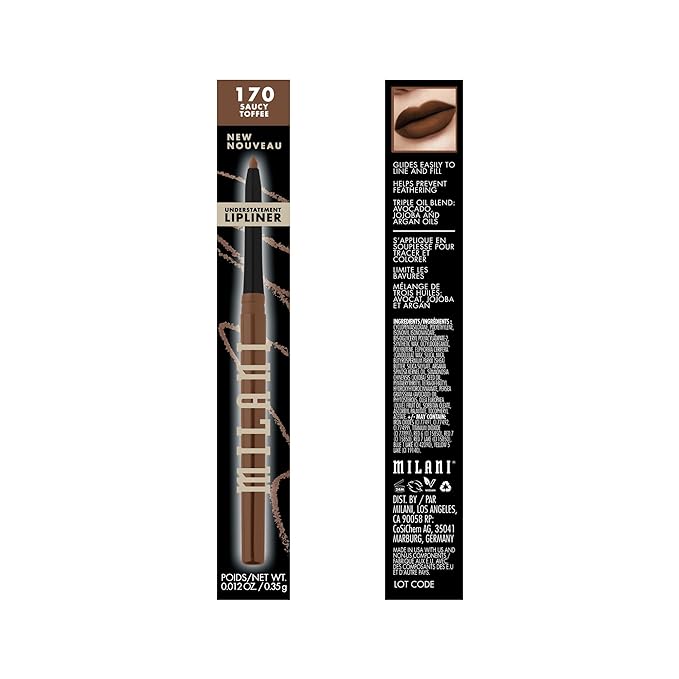 Milani Understatement Lipliner Pencil - Highly Pigmented Retractable Soft Lip Liner Pencil, Easy to Use Lip Makeup - Saucy Toffee