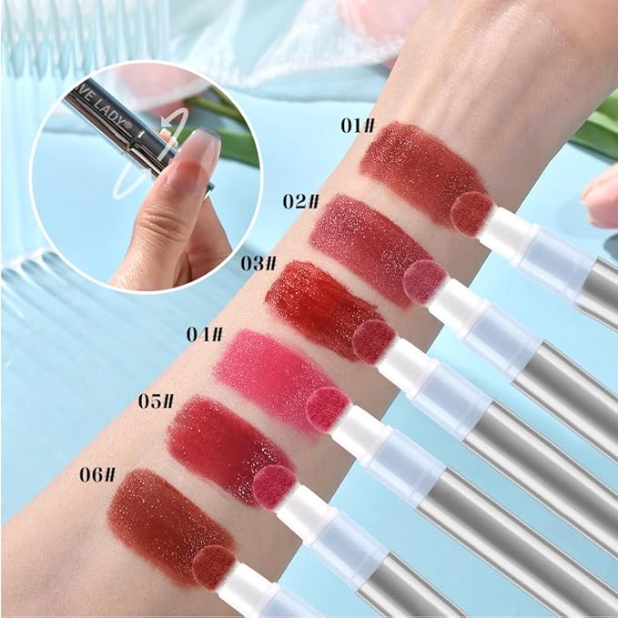 Hxssll Cushion Lip Gloss Matte Lip Tint – Long-Lasting Lightweight Color, Soft Plush Applicator for Gradient Blurred Lips, Non-Sticky Velvet Finish Hydrating Lip Stain 02#–Dusty Mauve