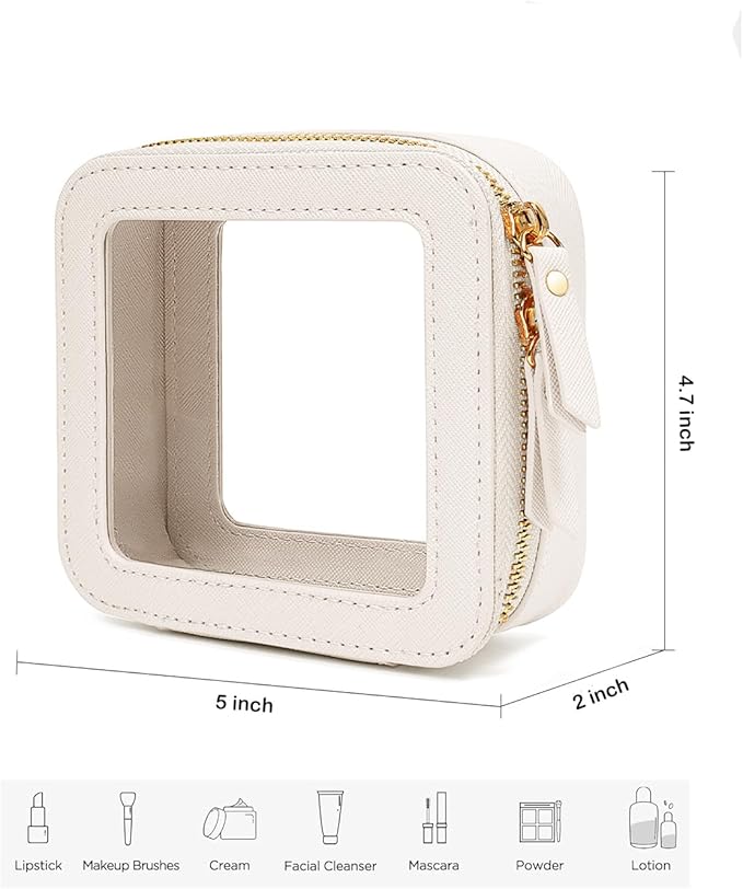FFpaw Clear Makeup Bag, Small Makeup Bag TSA Approved Toiletry Bag Cosmetic Travel Bag Cute Makeup Bag Organizer Makeup Case Pouch Car Essentials for Women Men