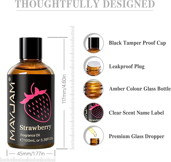 MAYJAM Strawberry Fragrance Oil for Diffusers, 3.38FL.OZ