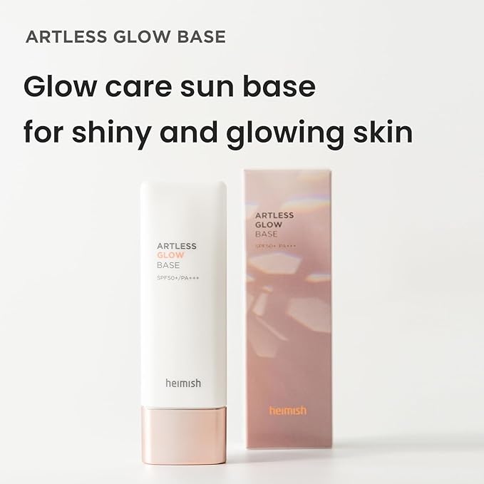HEIMISH Artless Glow Base Korean Foundation Primer for Face with SPF 50+ PA++++, Makeup Base, Highlighter, Lightweight, Non-greasy, Hydrating, Glow Finish, Korean Skincare Beauty, 1.35 fl oz 40ml