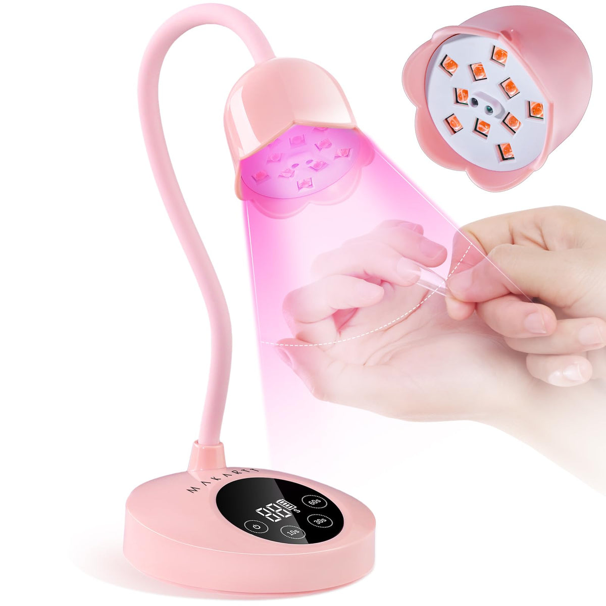 Makartt UV Nail Lamp for Gel Nails Polish Cordless Gooseneck 10s Flash Cure