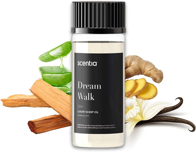 Scentia Dream Walk Hotel Scent Diffuser Oil – Luxury Fragrance Inspired by 5-Star Spa Resort – 50 mL – White Tea, Cedarwood & Amber Essential Oil Blend for Home, Office & Aromatherapy Diffusers