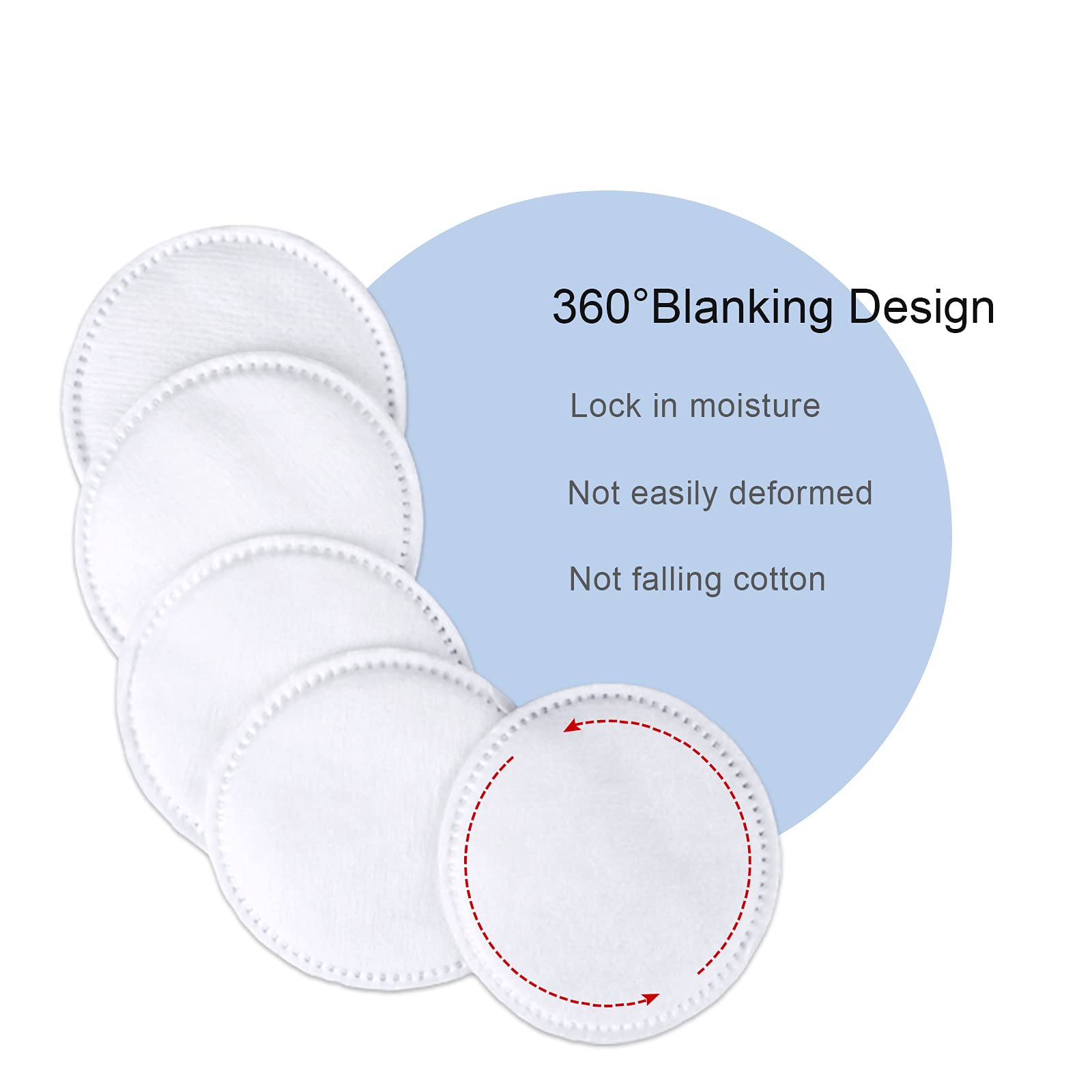 MSQ Cotton Rounds (300 Count), Makeup Remover Pads, Face Cotton Pads, Facial Cleansing Round Cotton Pads, Lint-Free