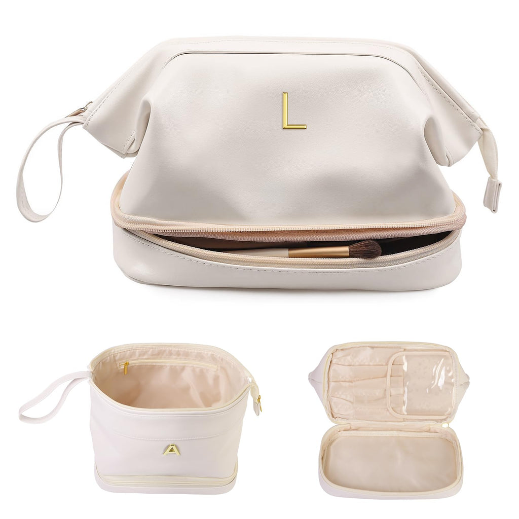 Vogewood Birthday Gift for Teens, Initial Large Makeup Bag, Gift for Women