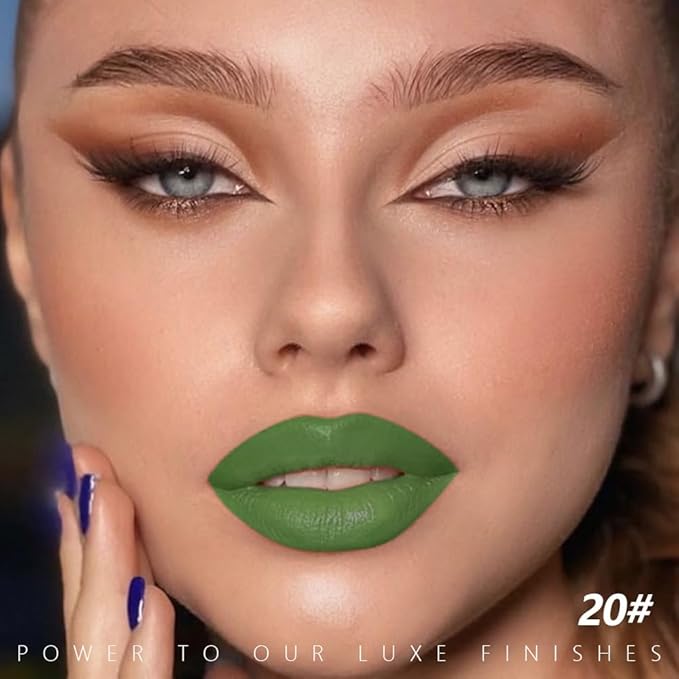 IATMOMOD Light Green Cream Matte Lipstick Stick 20#, Longwear Full Coverage Velvet Lip Color, Waterproof Multi-Use Lip & Cheek Makeup for Party & Daily Wear, Labial con color mate para uso diario