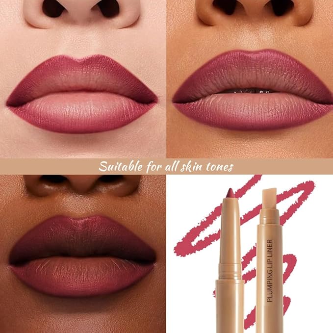 JUAAZIN Fire Brick Red Matte Lip Liner Pencil, Plump Lip Liners Long-Lasting Creamy Formula, With Silicone Smudger for Define Contours & Sculpting Lip, Waterproof Non-Staining Crayon Lip Liner 04#