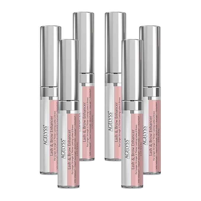 Agelyss Lash & Brow Enhancer - Deep Conditioning - Lash Volume, Brow Boost, Hair Strengthening - Paraben-Free, Cruelty-Free, Vegan -.14 FL OZ - Pack of 6