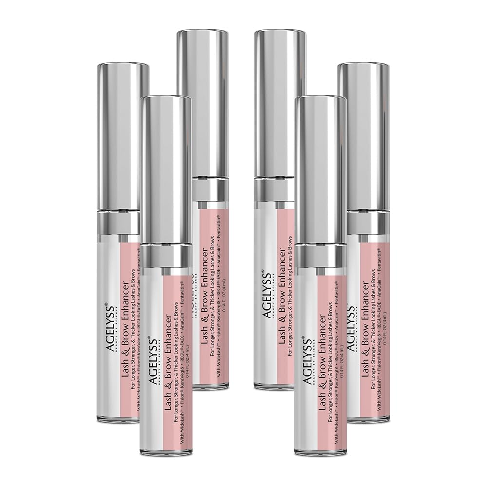 Agelyss Lash & Brow Enhancer - Deep Conditioning - Lash Volume, Brow Boost, Hair Strengthening - Paraben-Free, Cruelty-Free, Vegan -.14 FL OZ - Pack of 6