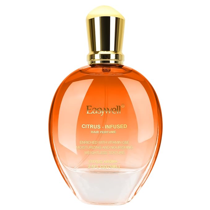 EASYWELL Hair Perfume for Women, Christmas Gift Birthday Gifts for Mom and girls, Leave In Conditioner Spray with Vitamin B5, Hair Care Fragrance, Hair Oil Mist, Citrus, 2.5 fl oz
