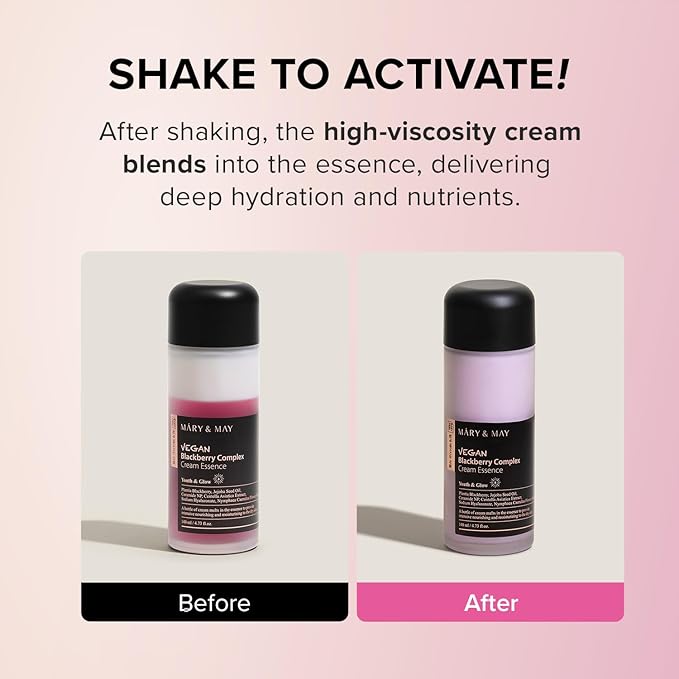 Mary&May Vegan Blackberry Cream Essence, Dual-Phase Toner 4.73 fl.oz