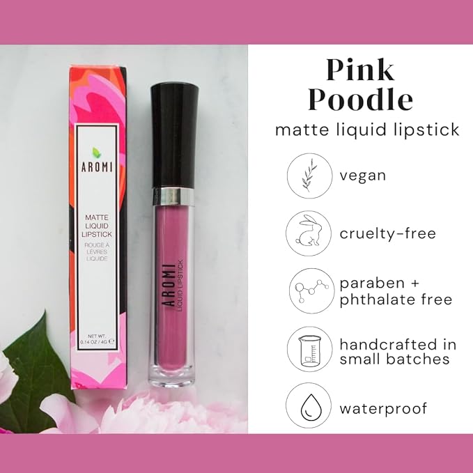 Aromi Bubblegum Pink Matte Liquid Lipstick (Poodle Skirt)