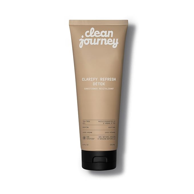 cleanjourney Clarify Refresh Detox Hair Conditioner, EWG Verified, Infused with Tea Tree Oil and Biotin, For Oily Hair + Buildup, Clean Ingredients, Vegan, Fresh Scent, 8 Fl Oz