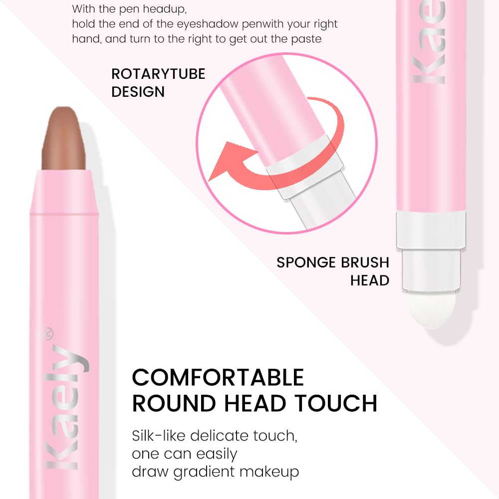 evpct 1Pcs Stone Matte Cream Eye Shadow Brightener Sticks for Eyes Waterproof Pigmented, Double Ended Cream Eyeshadow Stick Pencil Pen with Applicator, Eye Shadow Palette Highlighter Makeup 22