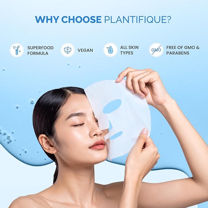 PLANTIFIQUE Korean Face Masks Skincare, 5 Pack - Moisturizing & Nourishing