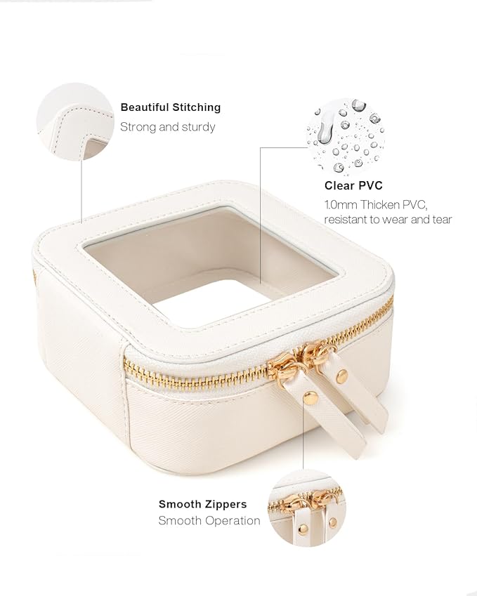 FFpaw Clear Makeup Bag, Small Makeup Bag TSA Approved Toiletry Bag Cosmetic Travel Bag Cute Makeup Bag Organizer Makeup Case Pouch Car Essentials for Women Men