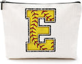 Softball Gifts Initial E Makeup Bag Softball Gifts for Team Cosmetic Bag