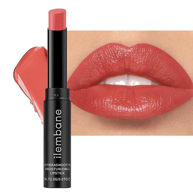 ilembane Hydrating Tinted Lipstick, Brick Red Glossy Lip Balm - Hold Me
