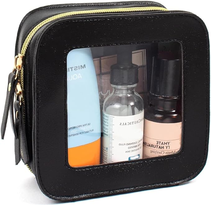 Small Clear Makup Bag, Clear Cosmetic Bags with Zipper Waterproof Small Travel Cosmetic Case Cute Make Up Pouch Mini Car Essentials for Women Travel Car Organizer