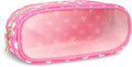 Nylon Small Clear Makeup Bag Slim Pencil Pouch, Cute Pencil Case Makeup Bag Preppy Cosmetic Zipper Pouch for Purse,Travel PVC Toiletry Bag Clutch Coin Pouch Makeup Organizer for Women Girl(Pink Heart)
