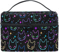 MNSRUU Goth Makeup Bag, Colorful Neon Cat Heads Makeup Organizer Bags Toiletry Bag Box Travel Cosmetic Bag Make Up Train Case for Women Teen Girl Ladies