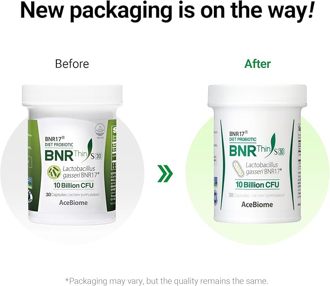 AceBiome BNRThin S30, Lactobacillus Gasseri BNR17, 10 Billion CFU Guaranteed, 30Capsules