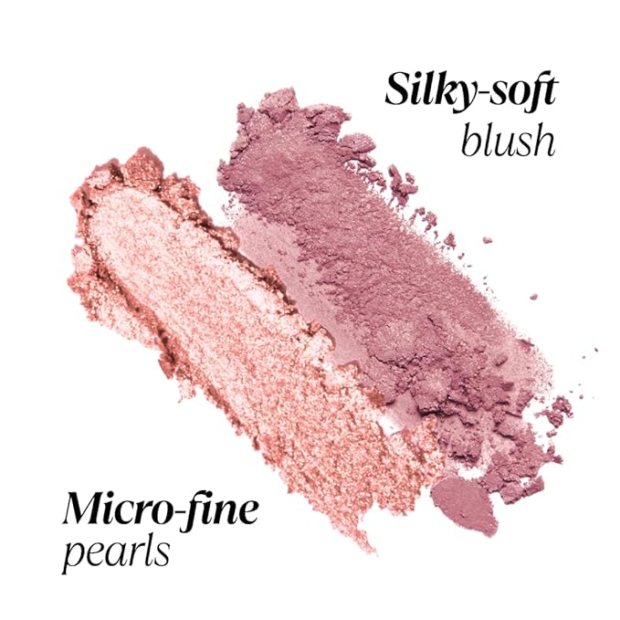 Haute Minute Makeup Blush + Brighten Highlighter Duo, Mini Lightweight Blendable Shimmer Blush, High Pigmented Makeup Powder Palettes, Cruelty Free - Don't Hurry, Be Happy!