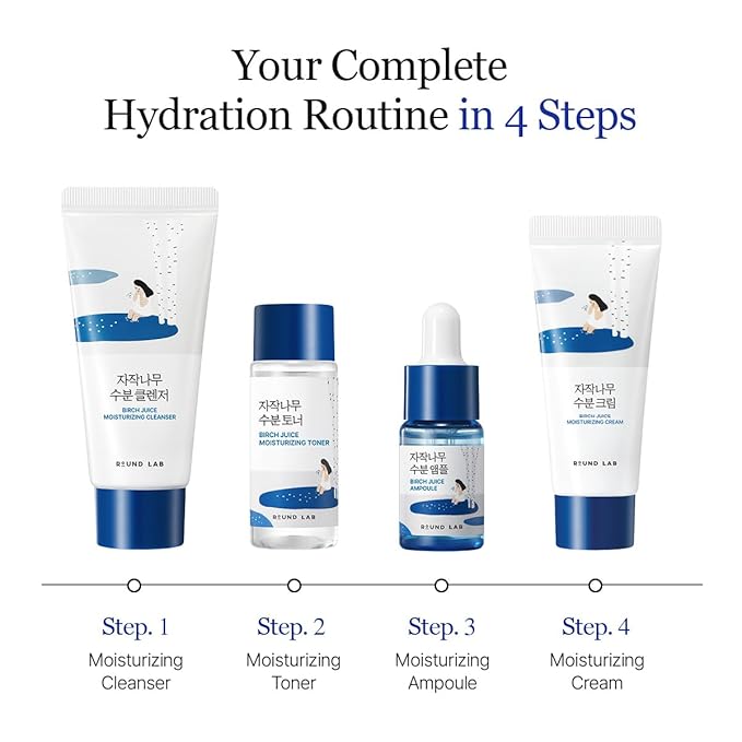 ROUND LAB Birch Juice Moisturizing Mini Kit 4-Step Skin Care Set
