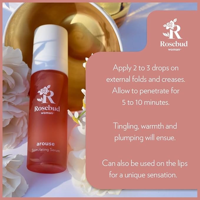 Rosebud Woman Arouse Stimulating Arousal Serum for Women – 3-in-1 Promotes Natural Lubrication, Plumping & Tingling Sensation – Plant-Based, Vegan, OBGYN-Approved Intimate Serum (1 oz)
