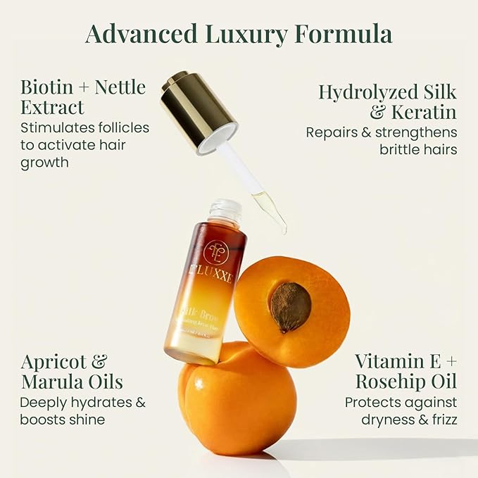 E'Luxxe SilkBrow Eyebrow Growth & Conditioning Elixir - Castor Oil for Eyebrows with Apricot Oil, Biotin & Silk Proteins - Brow Aftercare - Post-Lamination Care (15ml)
